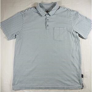 Patagonia Men's Striped Short Sleeve Polo Shirt Blue White Size L